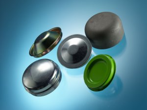 Automotive Parts Caps. Different cap and covers with black powder coating, Zinc and Clear Passivate or Zinc and Colour Passivate surface finishes.